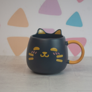 Caneca de Porcelana Gatinho com Orelhas 450ml - Preta