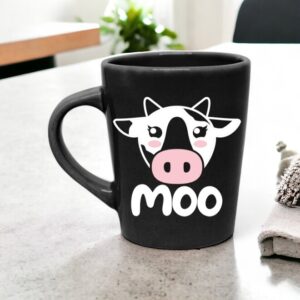 Caneca de Porcelana Preta 270ml - Moo Vaquinha