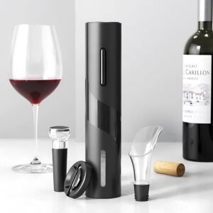 Abridor De Vinho Elétrico a Pilhas com Acessórios Premium Preto