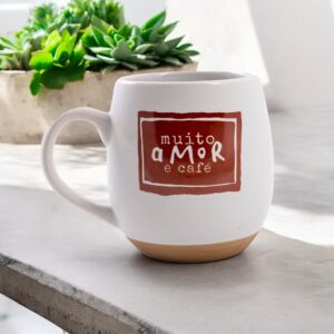 Caneca de Cerâmica Oval 400ml - Muito Amor e Café