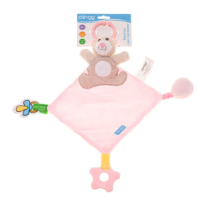 Naninha Urso Rosa com Mordedor e Suporte para Chupeta